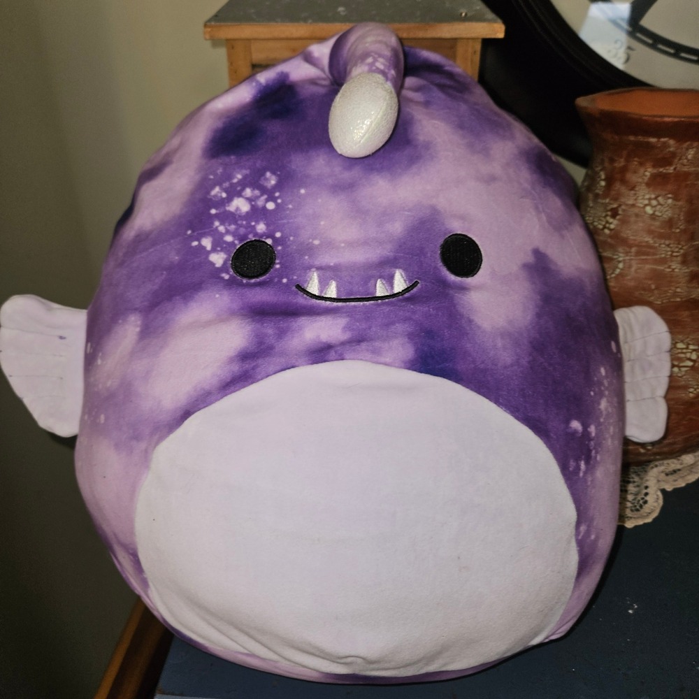 Squishmallows Plush Toy 16 Inch Easton Anglerfish Purple Tie Dye Galaxy Kellytoy